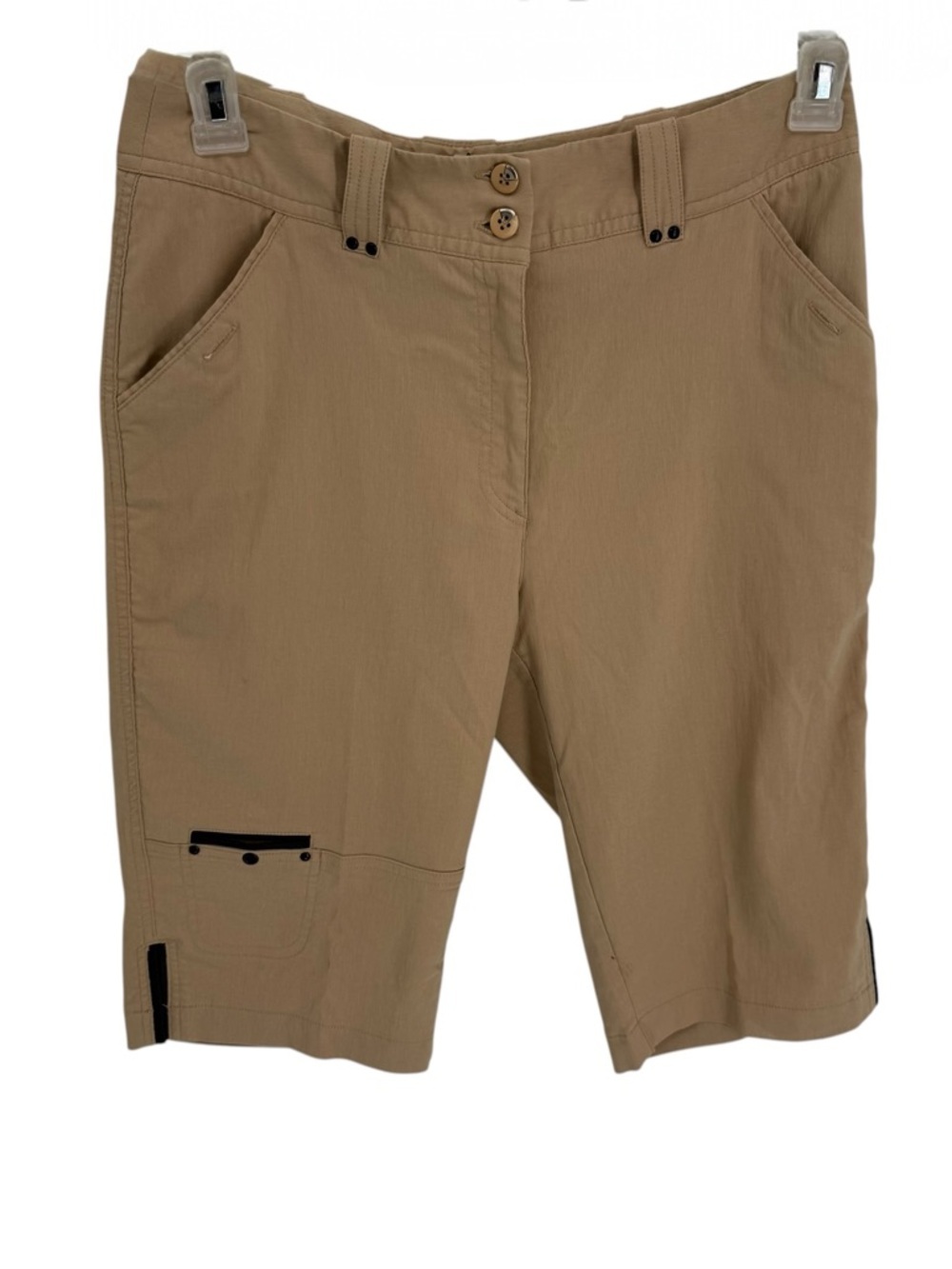 Jamie Sadock Womens Tan Khaki Golf Capri Pants Pockets Size 6 Stretch